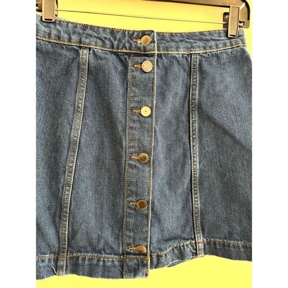 Topshop Moto Button Fly Denim Jean Skirt, Size 28 - Picture 3 of 7